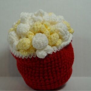 Handmade Crocheted Popcorn Cup - Red, White & Yellow